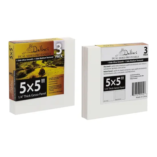 Jerry's Artarama Da Vinci Dual Sided Pro Panel Board - 3-Pack, 5x5" 6mm Deep Panels for Painting - Archival, Acid-Free Art Supplies - Ultra-Smooth & Medium Textured Paint Surfaces {3}