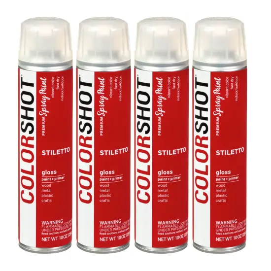 COLORSHOT Gloss Spray Paint Stiletto (Red) 10 oz. 4 Pack {1}