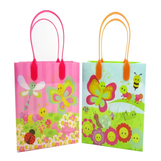 TINYMILLS Spring Butterfly Flower Garden Easter Party Favor Bags Treat Bags Kids Birthday Party Goody Bags with Handles for Boys Girls, 12 Pack {2}