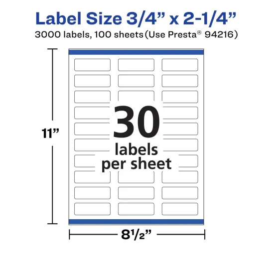 Avery Matte White Rectangle Labels with Sure Feed, 3/4" x 2-1/4" {5}