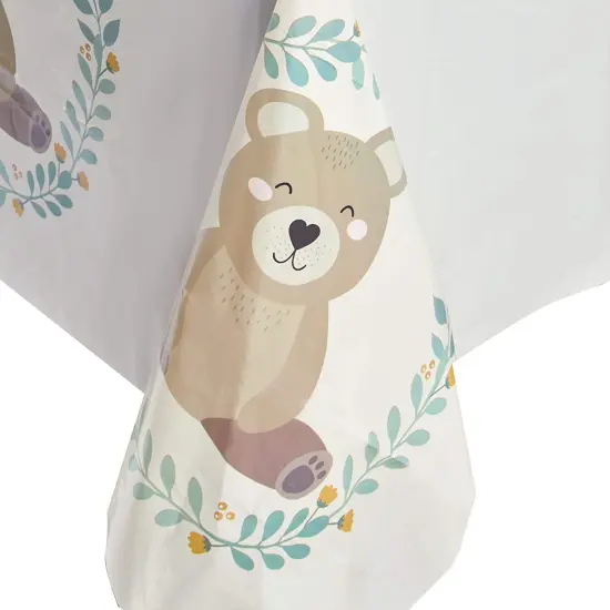 Bear Plastic Tablecloth for Boy Baby Shower Decorations (54 x 108 in, 3 Pack) {3}