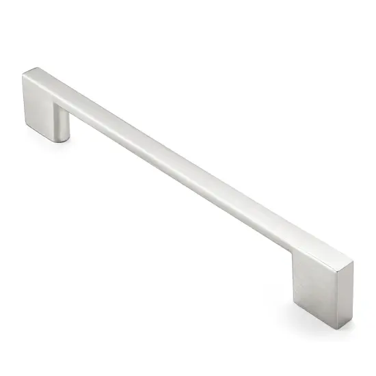 Cauldham Solid Kitchen Cabinet Pulls Handles (6-5/16" Hole Centers) - Modern Thin Profile Drawer/Door Hardware - Style M255 - Satin Nickel {7}