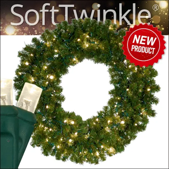 36" Pre-lit Commercial Sequoia Fir LED Christmas Wreath, 150 Warm White SoftTwinkle Lights {2}
