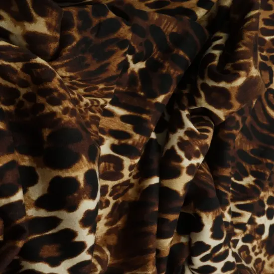 DTY Brushed Animal Print Fabric Soft Stretch Knit, 58/60&rdquo; Wide for Apparel & Crafts BROWN {1}