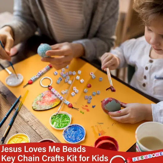 36 Sets Jesus Loves Me Beads Key Chain Crafts Kit for Jewelry Making {5}