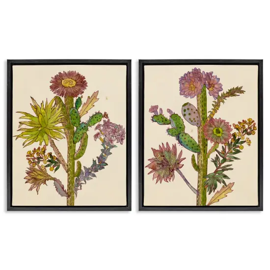 Stupell Industries Neon Blooms Cacti 2pc Floating Frame Set By Melissa Wang {7}