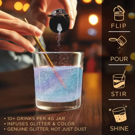 Brew Glitter - Blue Iridescent Edible Drink Glitter (4g, x1 Flip-Cap Jar) for Beer, Cocktails and Beverages {4}