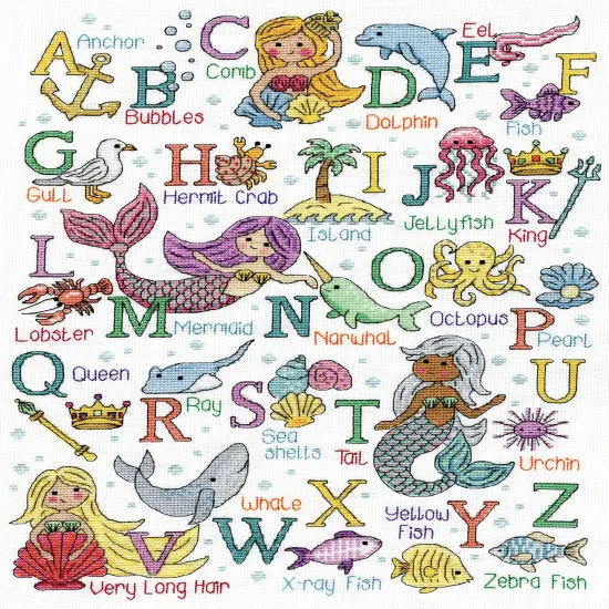 Design Works Counted Cross Stitch Kit 12"X16"-Mermaid ABC {3}