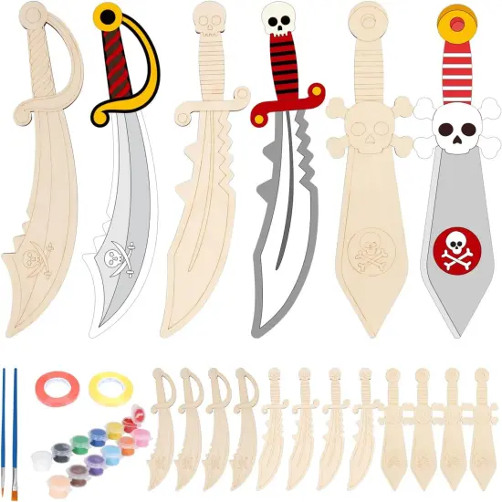 12 Pack Pirates Craft for Kids Make You Own Pirates Wooden Swords {1}