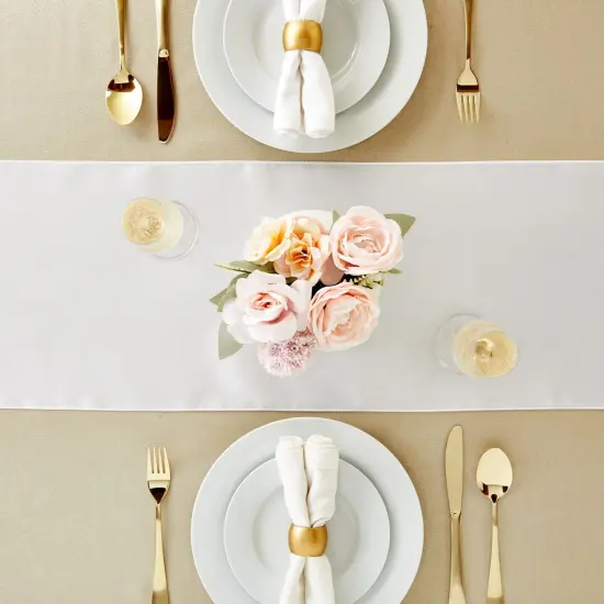 10-Pack White Satin Table Runners for Rectangular and Round Tables, Weddings, Baby Showers, Birthday Parties, Banquets, Events Decorations (White, 108.2x11.8 in) {2}