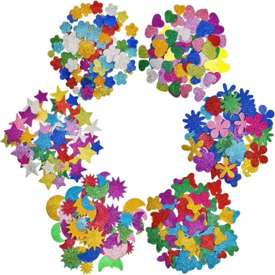 [6 Pack] Glitter Foam Letter Stickers Foam Stars Heart Self {1}