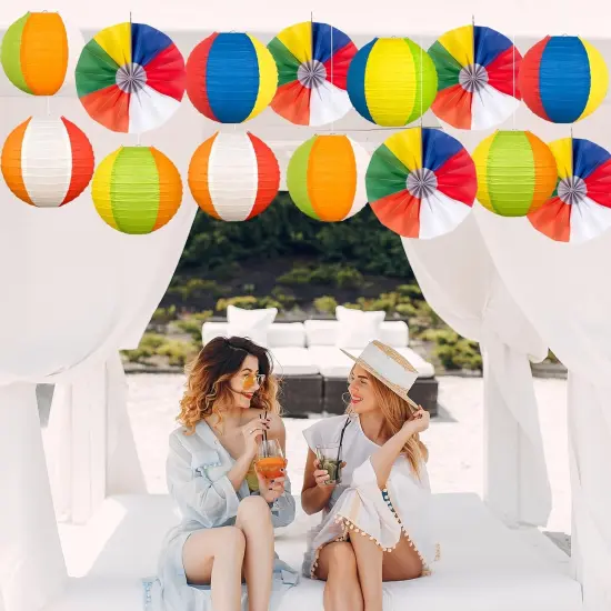 36Pcs Summer Beach Party Decorations Paper Lanterns and Fans {5}