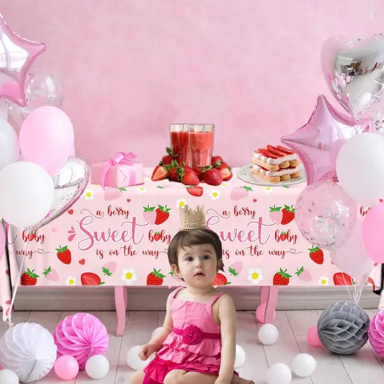 Strawberry Baby Shower Decorations Tablecloth {3}