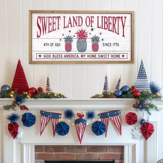 4th Of July Wall Art Decor - 23.6&times;11.8 Inch (Red) {2}