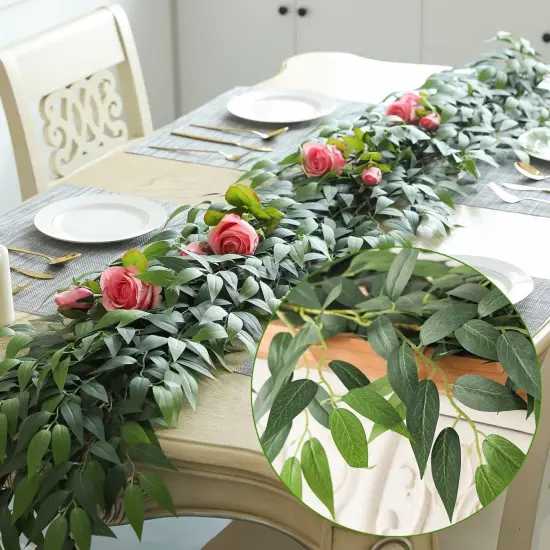 75inch/3pcs Artificial Italian Ruscus Vines, Silk Vine Garland with Green Leaves {5}