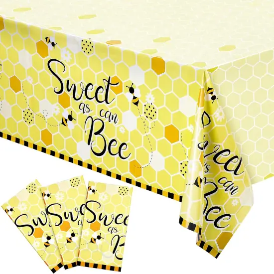 Bee Plastic Tablecloths Sweet as Can Bee Decorative Table Cover {1}