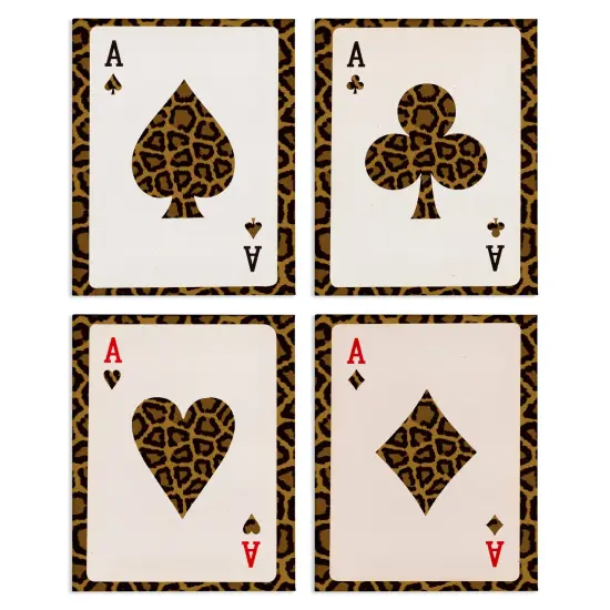 Stupell Industries Leopard Pattern Ace Cards 4pc Canvas Set By Lil' Rue {1}