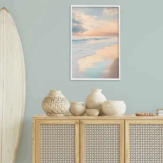 Stupell Industries Tranquil Beach with Sunset Reflection Framed Giclee By LSR Creative Studio {2}