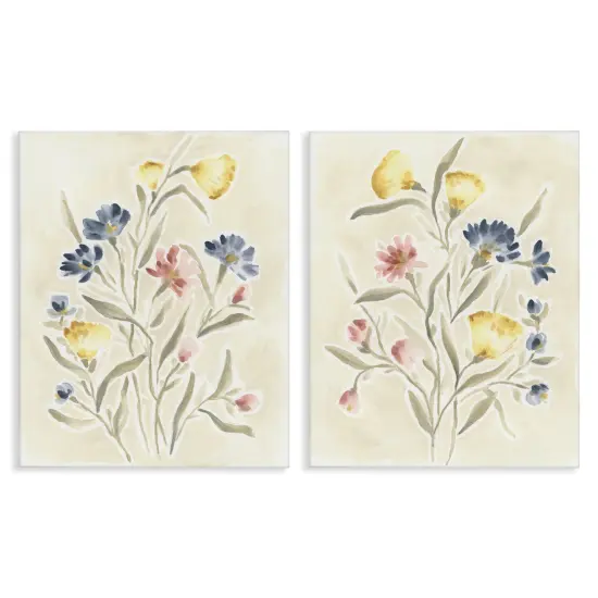 Stupell Industries Soft Cottage Posies 2pc Canvas Set By June Erica Vess {1}
