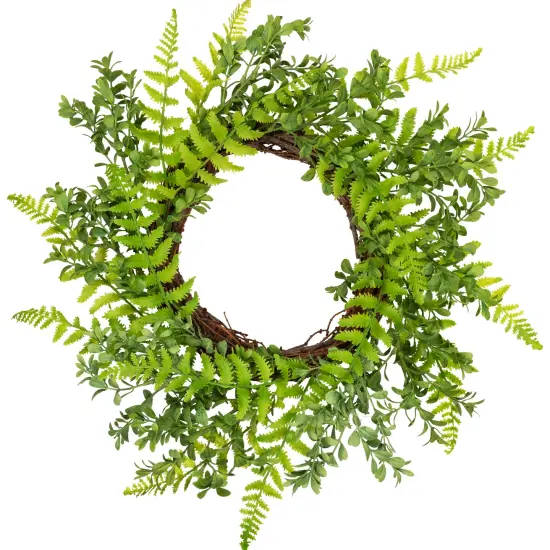 Northlight Fern Leaf Artificial Springtime Wreath - Green - 18" {3}