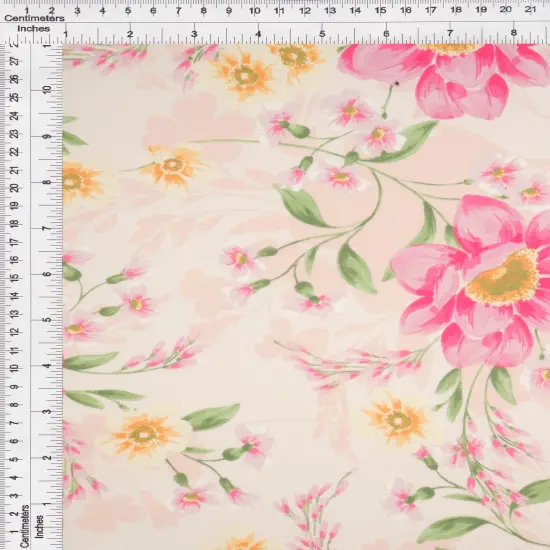 1 Yard Soft DTY Digital Floral Print Fabric Stretchy 58/60 Inch Wide Textile for Sewing Projects BLUSH {6}