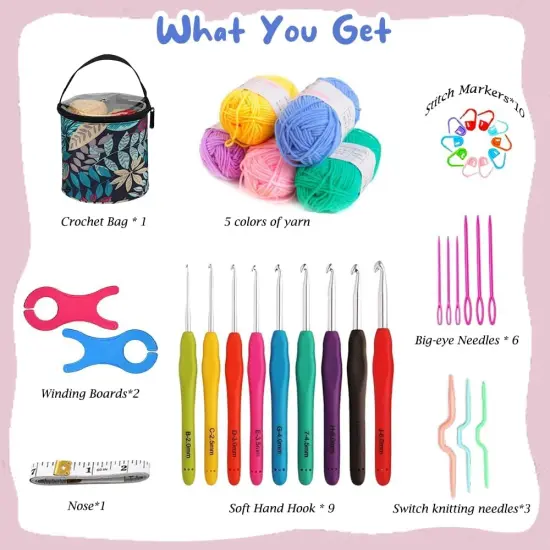 Beginner Crochet Kits with 5 Crochet Yarn {2}