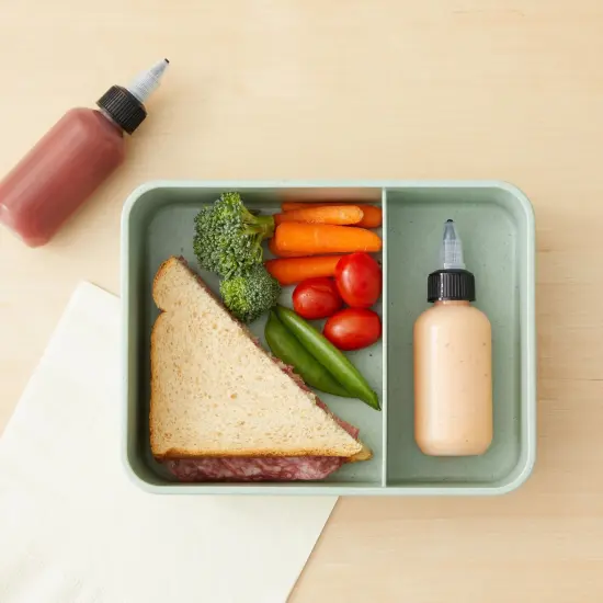 24 Pack Clear 2oz Bottles with Caps for Kitchen, Condiments, Homemade BBQ Sauce, Oil, Boston Round Small Squeeze Bottles for Arts and Crafts, DIY Projects, Glues White {2}