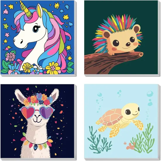 8x8 Inch - 4 Pack Paint by Numbers for Kids(Paint 01) {1}