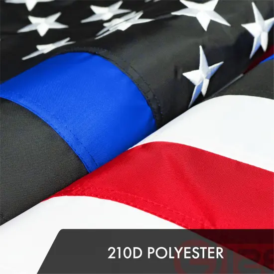 Blue Lives Matter Flag 210D Embroidered Polyester 3x5 Ft {4}