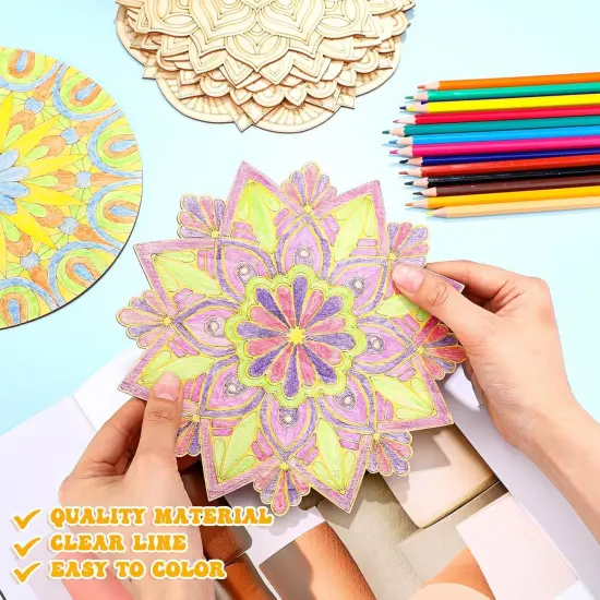 28 Pcs Wooden Mandala Painting Set {2}