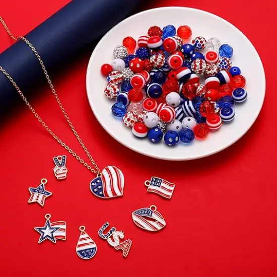 1050PCS+ American Flag Charms 4th of July Patriotic Beads {3}