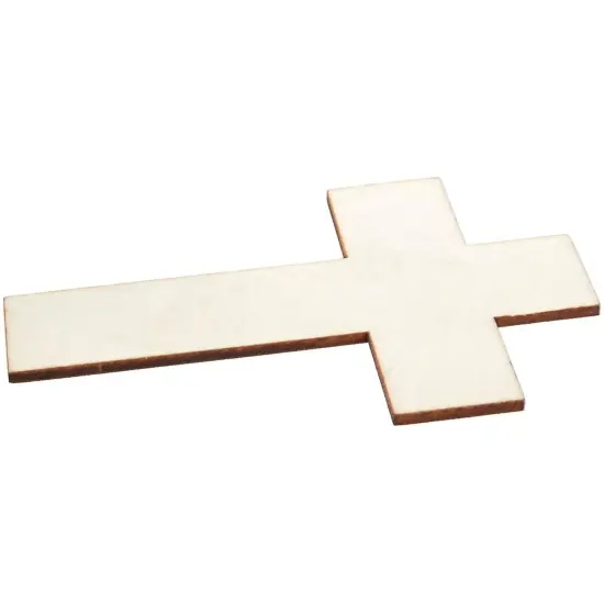Unfinished Wood Cutout - 25-Pack Cross Shaped Wood Pieces for Wooden Craft DIY Projects, Sunday School, Church, Home Decoration, 2.7 x 4.2 inches Brown {5}