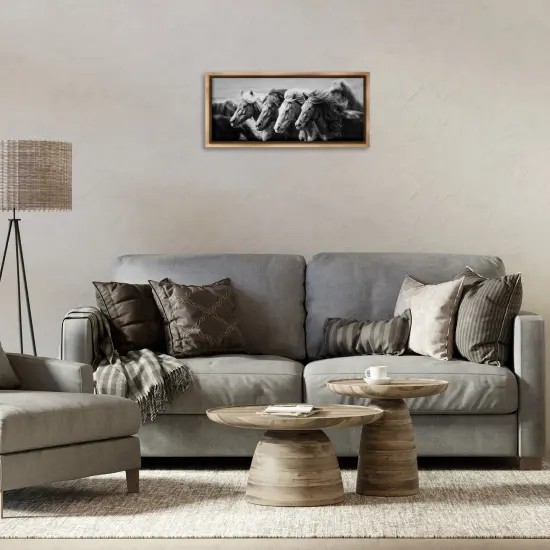 Stupell Industries Monochrome Horse Herd Gallop Floating Frame By PHBurchett {2}