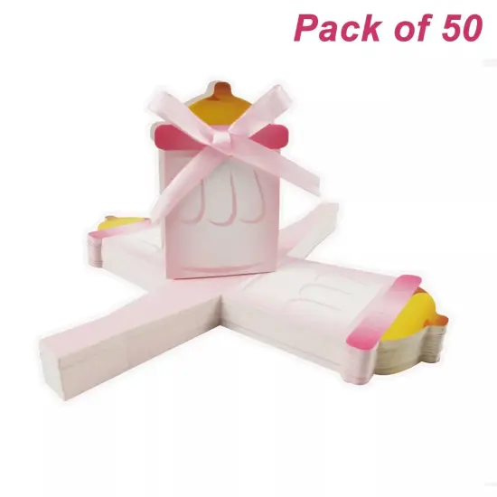 50 Pcs Baby Bottle Candy Boxes Shower Party Favors Pink {2}