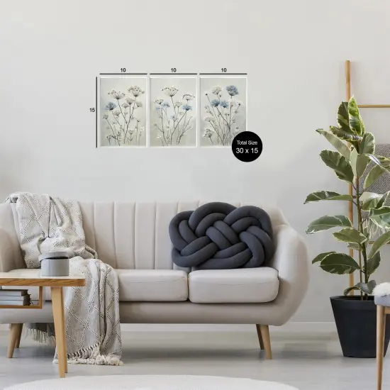 Stupell Industries Muted Dandelions & Wildflowers 3pc Wall Plaque Set By PATRICIA PINTO {3}