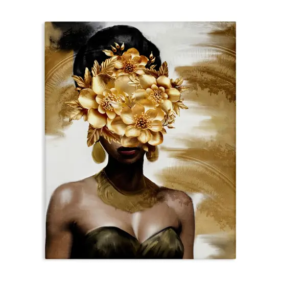 Stupell Industries Golden Gaze Female Portrait Canvas By Kim Allen {1}