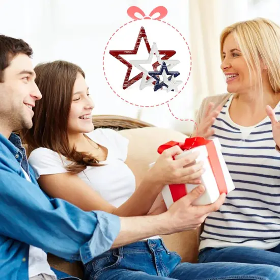 4th of July Decorations Stars Set of 4 For Tabletop, Red White Blue {5}