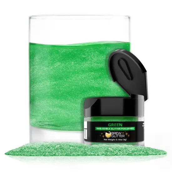 Brew Glitter - Green Edible Drink Glitter (4g, x1 Flip-Cap Jar) for Beer, Cocktails and Beverages {1}