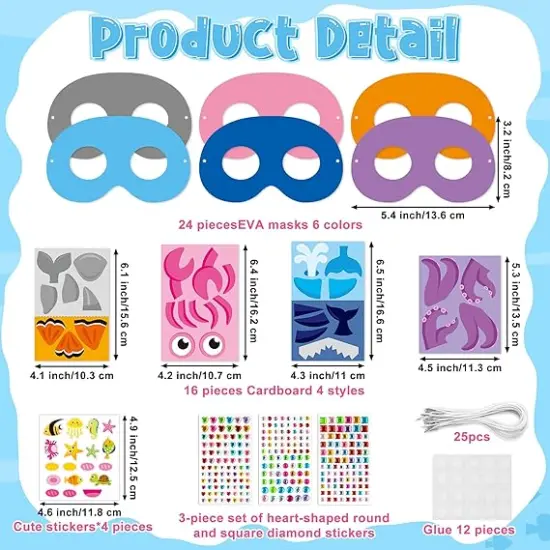 24pcs Make Your Own Sea World Animal Foam Mask Kit for Kid {2}