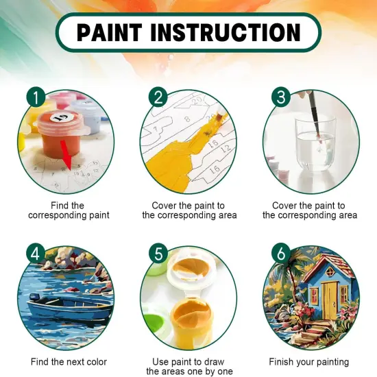 Paint by Numbers Kit for Adults Beginner, Beach Landscape 16x20 Inch {4}