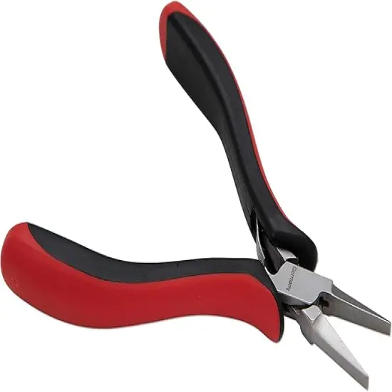 The Beadsmith Platinum Series German Chain Nose Pliers, with Polished Steel Head, red and Black Ergonomic Comfort Grip Handle with Double-Leaf Spring, Tool for Jewelry Making {3}