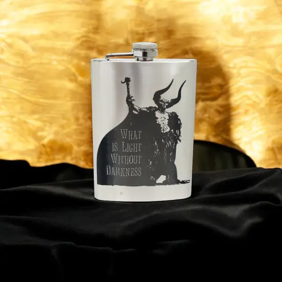 8oz What Is Light Without Darkness Stainless Steel Flask {3}