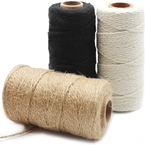 3 Cotton Twine - Natural Jute Packing & Wrapping Twines (Black, White) {2}