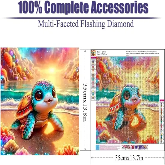 Adorable Sea Turtle Beach Diamond Painting Kits {3}