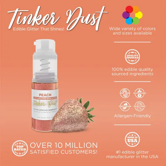 Bakell - Peach Tinker Dust Edible Glitter (4g, 1x Spray Pump) for Food, Desserts, and Beverages! {2}