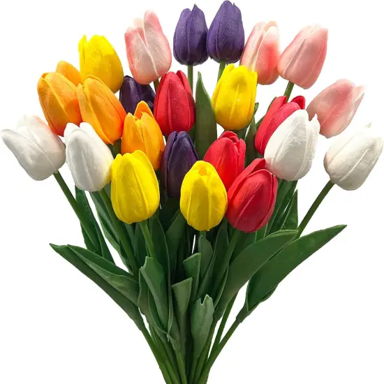 24pcs Multicolor Artificial Tulips Flowers Bouquet Flower Arrangement {1}