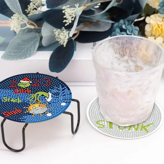 10 Pcs Christmas Diamond Painting Coasters Diamond Art Coasters {4}