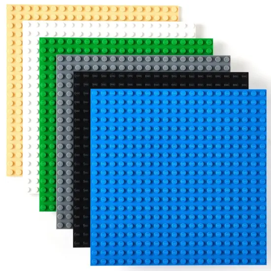 Strictly Briks Classic Stackable Baseplates, For Building Bricks, Bases for Tables, Mats, 100% Compatible with All Major Brands, Sand, White, Green, Gray, Black & Blue, 6 Pack, 6x6 Inches, Ages 3-14 Multicolor {1}