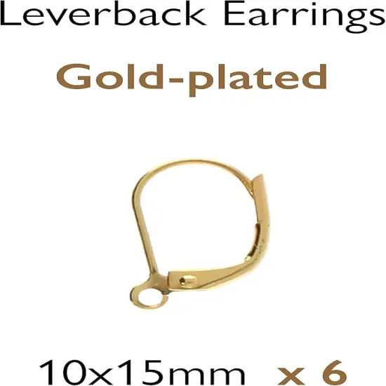 The Beadsmith Basic Elements Leverbacks &ndash; Gold Plated &ndash; 10mm x 15mm &ndash; 6 Pieces (3 Pairs) &ndash; Earring Hooks Findings &ndash; Jewelry Components for Making Dangle and Drop Earrings {6}
