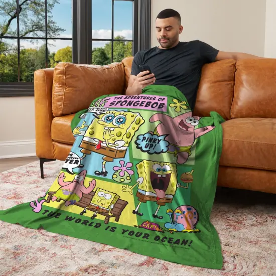 Nickelodeon Spongebob Squarepants Silk Touch Throw Blanket Adventures Of Sb {3}